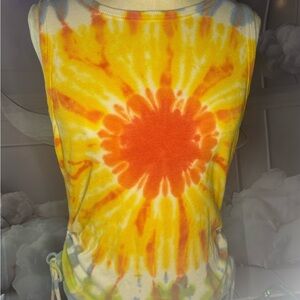 No Boundaries Tie-Dye Ribbed Cinch Side Tank M